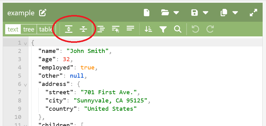 Text mode now has two new buttons 'Expand All' and 'Collapse All'